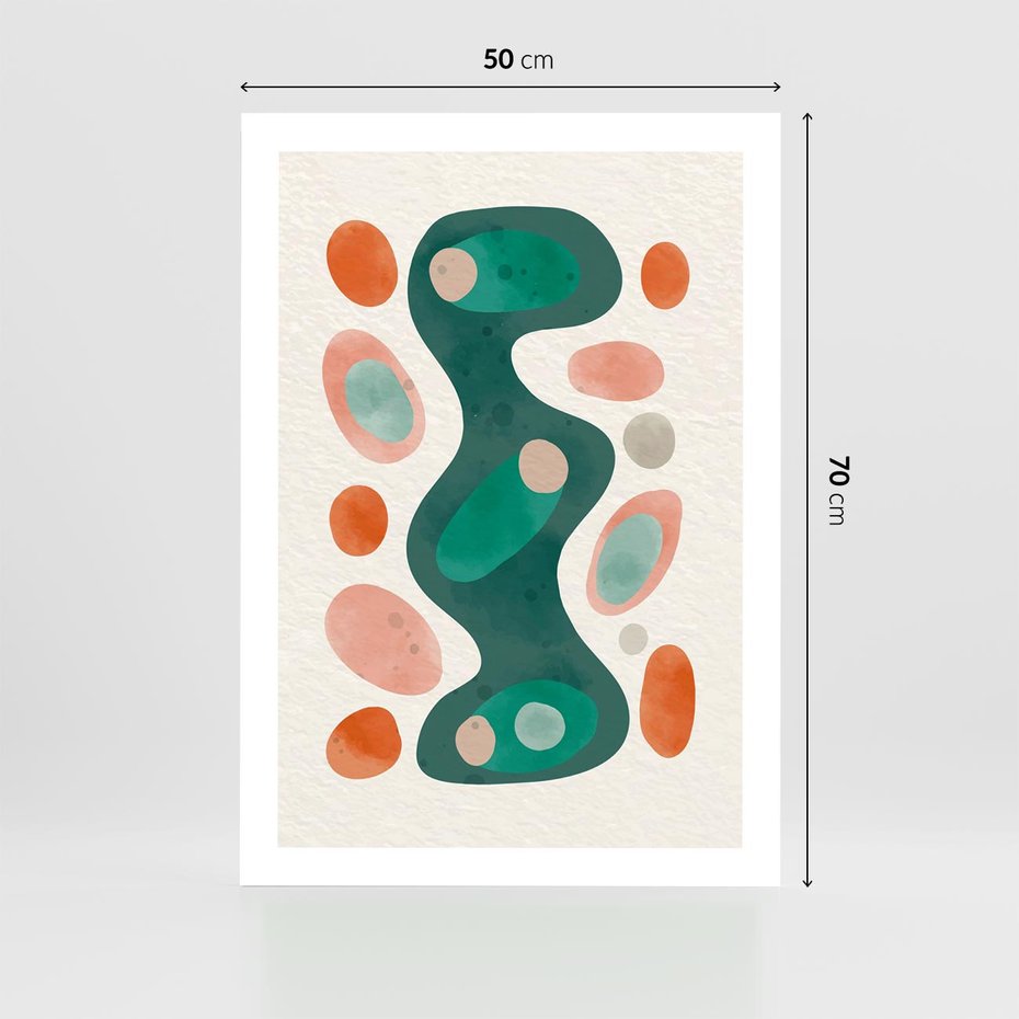 Plakat bez ramy 50x70 - Wewnętrzne Spektrum - abstrakcyjne formy, dominujący kolor zielony