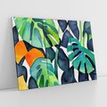 Obraz na płótnie 120x80 - Tropikalne Pragnienia - akwarela, liście tropikalne