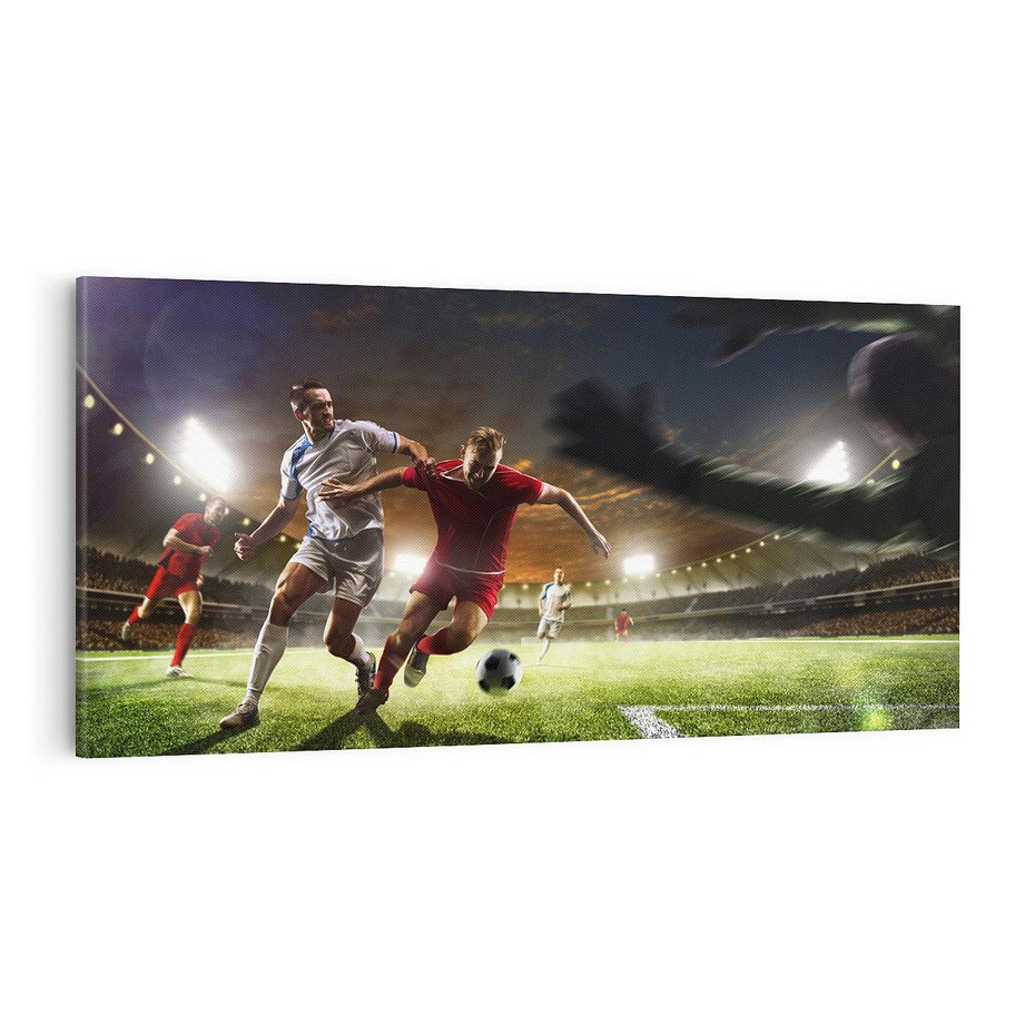 Obraz na płótnie 140x70 - Piłkarska pasja - piłkarz, stadion