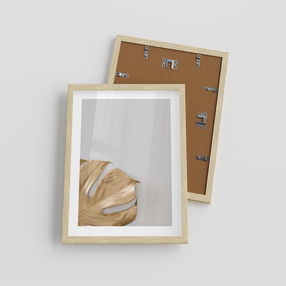 Plakat w ramie 30x40 - Natury Szlachetność - złote, liście - rama drewno