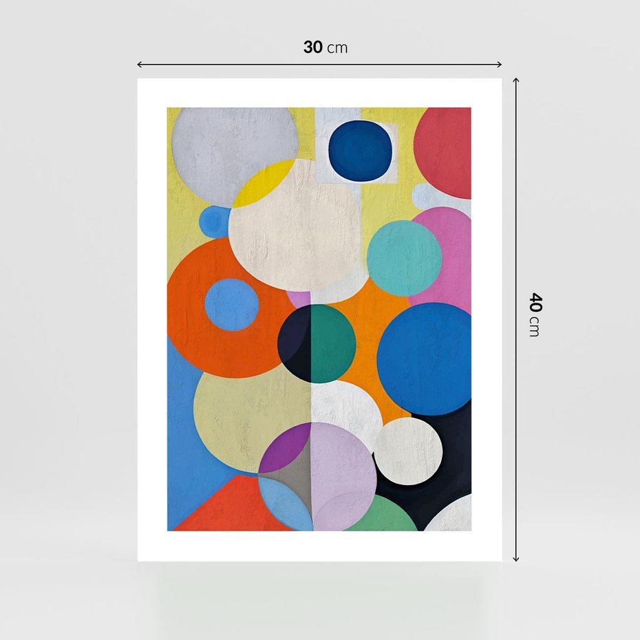 Plakat bez ramy 30x40 - Tajemnicze Odbicia Czasu - abstrakcyjne geometryczne kształty, olejny obraz