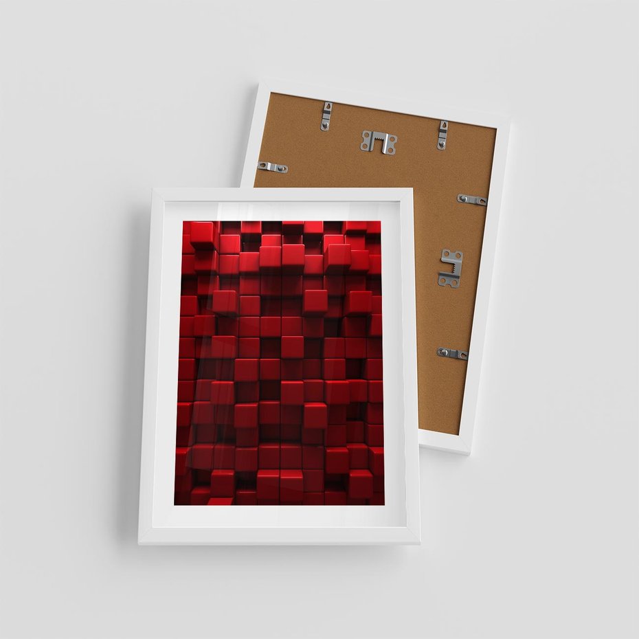 Plakat w ramie 30x40 - Geometryczne 3D: wizja przestrzeni - geometryczne, 3D - rama biała