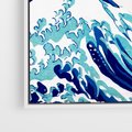 Obraz w ramie 80x120 - Fala Japandi - wielka fala w Kaganawie, obraz Hokusai - rama biała