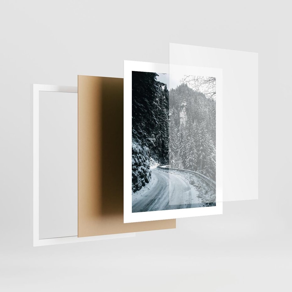 Plakat w ramie 40x50 - Zimowa Przygoda - zima w górach, droga - rama biała