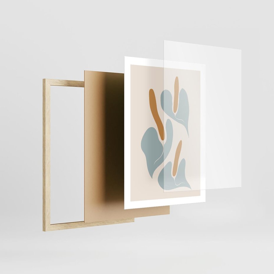 Plakat w ramie 50x70 - Kwiaty Pasteli - kwiaty, nowoczesne i minimalistyczne - rama drewno