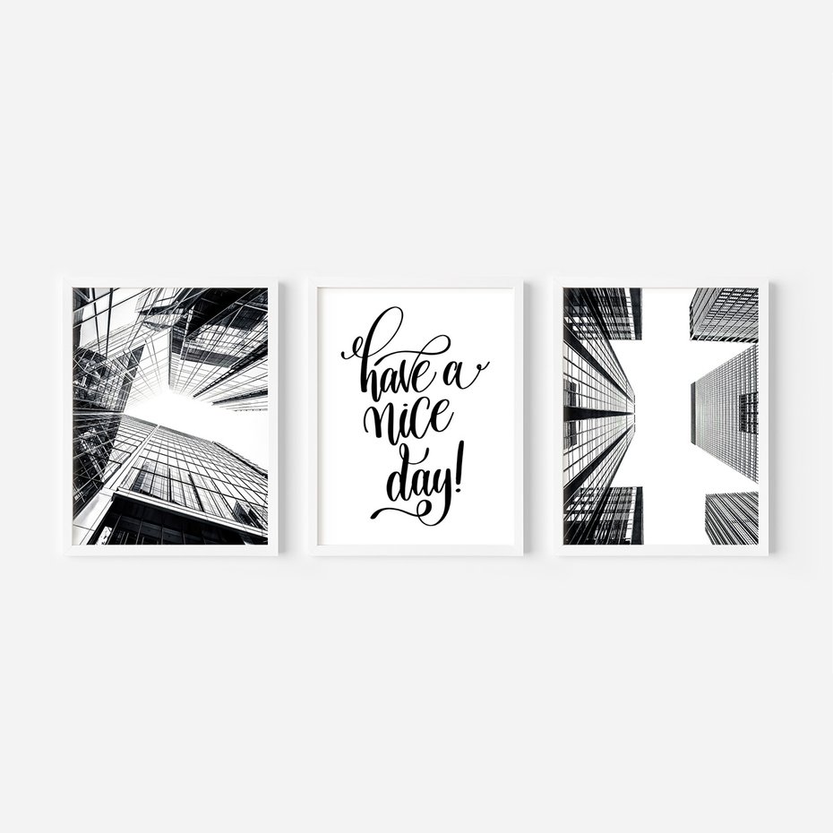 Zestaw obrazy w ramie 50x70 galeria - Nowoczesny, minimalizm, cytat, typografia - rama biała