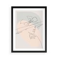 Plakat w ramie 50x70 - Twarz Kobiety w Pastelach - minimalistyczna grafika, pastelowe tłó - rama czarna