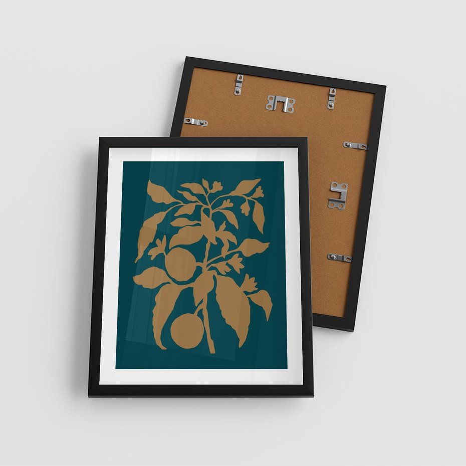 Plakat w ramie 40x50 - Boho Ekspresja Emocji - abstrakcyjna boho grafika, ciemne zielone tłó - rama czarna