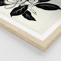 Plakat w ramie 50x70 - Spojrzenie w kształty kwiatów - kwiaty magnolii, minimalizm - rama drewno