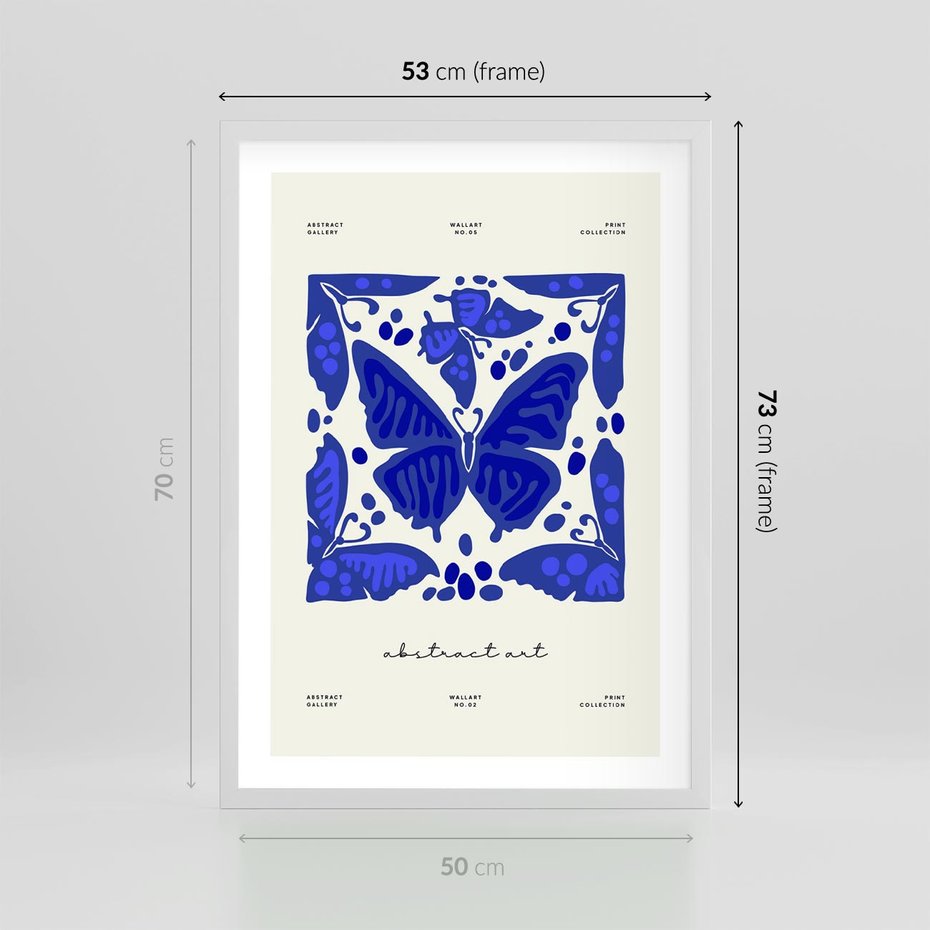 Plakat w ramie 50x70 - Wibracje Wnętrza - nowoczesny plakat, odcienie błękitu - rama biała