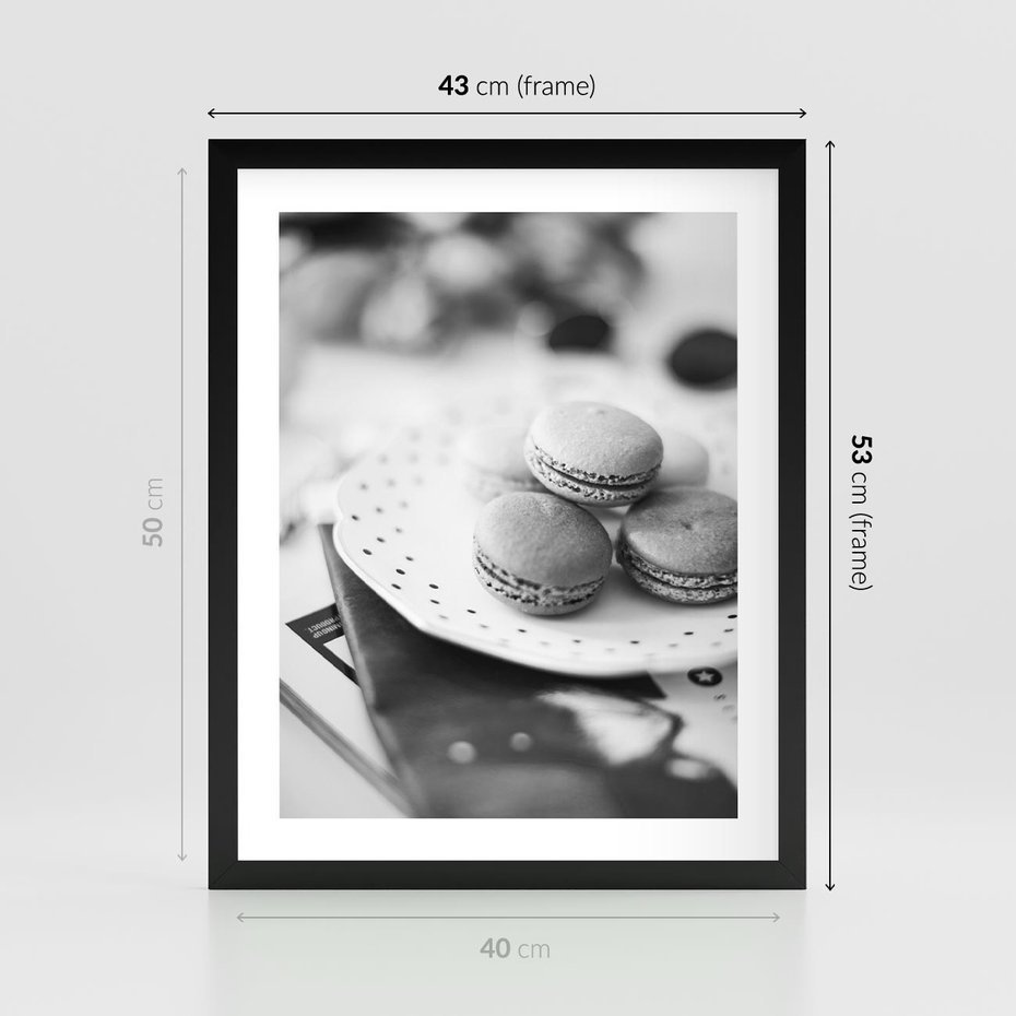 Plakat w ramie 40x50 - Makaroniki w Szarości - czarno biała fotografia, plakat - rama czarna