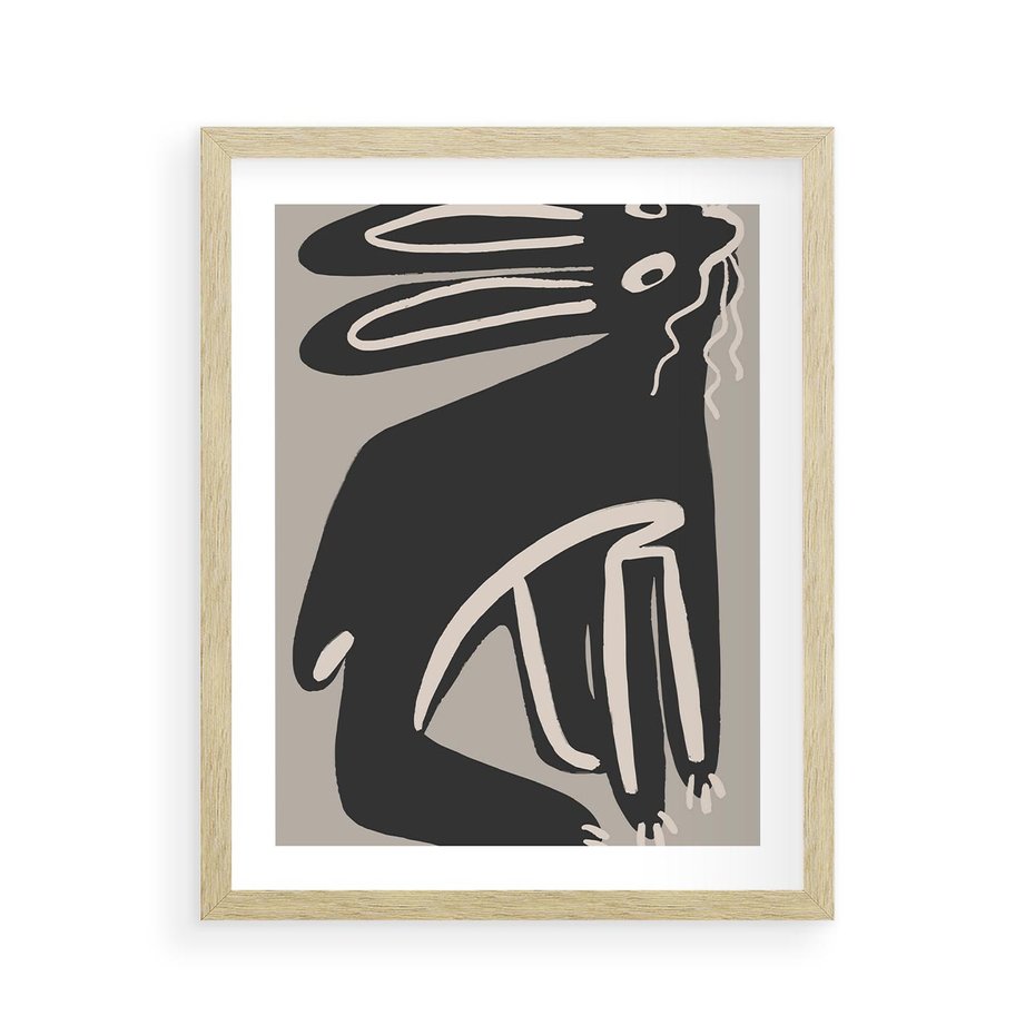 Plakat w ramie 40x50 - Konturujące Struktury - skandynawska sztuka, królik - rama drewno