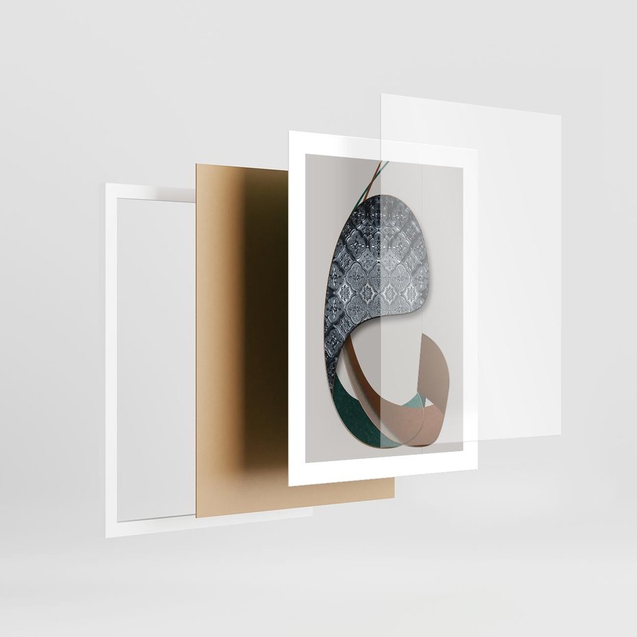 Plakat w ramie 30x40 - Abstrakcyjne Światy Geometrii - nowoczesny, geometryczny - rama biała