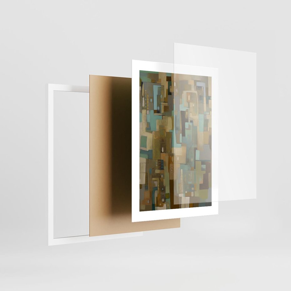 Plakat w ramie 30x40 - Kolorowe Wyobrażenia - abstrakcyjny obraz, mnogość kolorów - rama biała