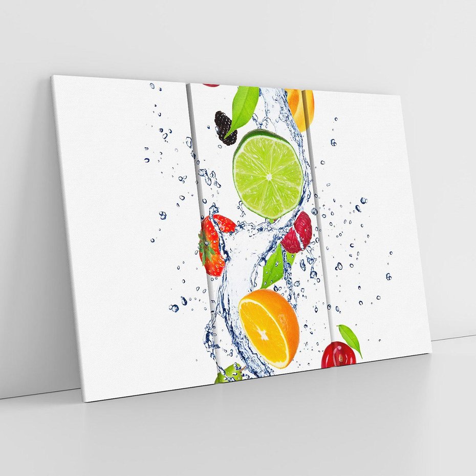 Obraz na płótnie 120x80 - Kulinarne Inspiracje - owoce, woda