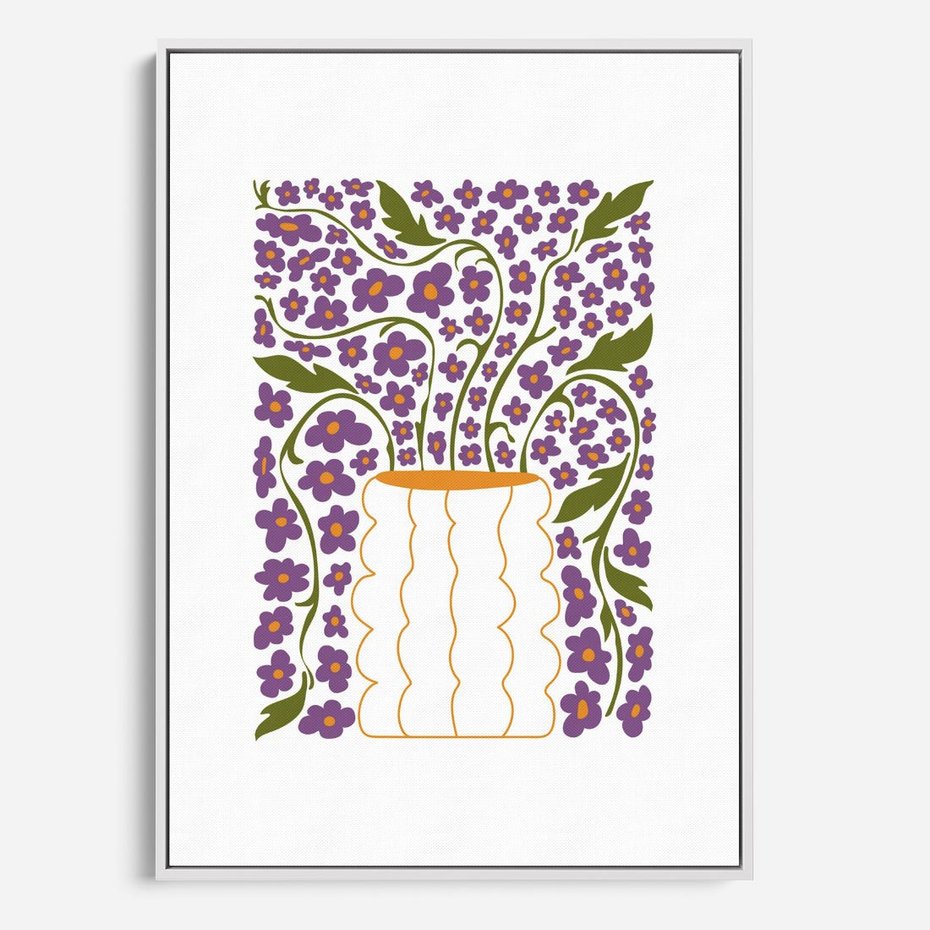 Obraz w ramie 80x120 - Witalność Kwiatów - kwiaty w wazonie, minimalistyczna kompozycja - rama biała