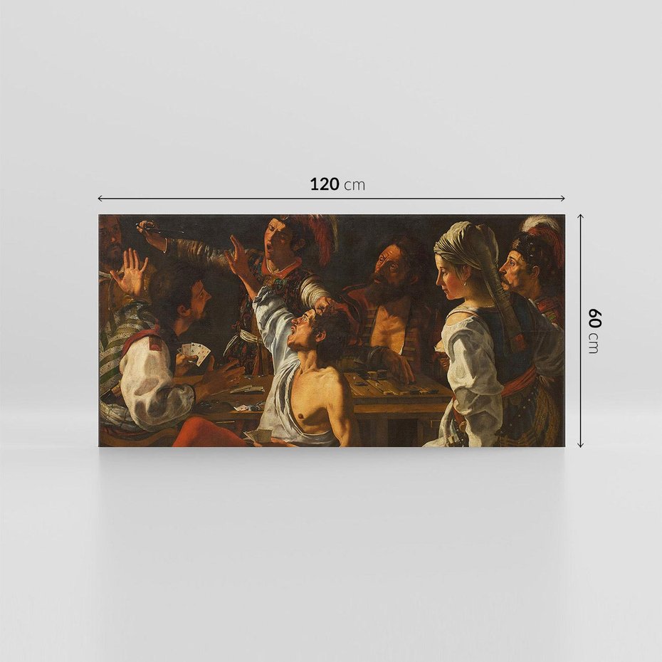 Obraz na płótnie 120x60 - Card and Backgammon Players (ok. 1595), Caravaggio - reprodukcja, obraz na płótnie