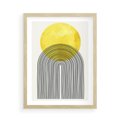 Plakat w ramie 50x70 - Słoneczne Odbicia - geometria, żółte koło - rama drewno