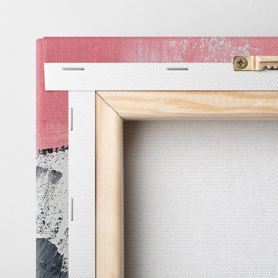 Obraz na płótnie 40x40 - Kontrastujący Ruch Emocji - abstrakcyjne pasy farby, kolory róż szary czarny