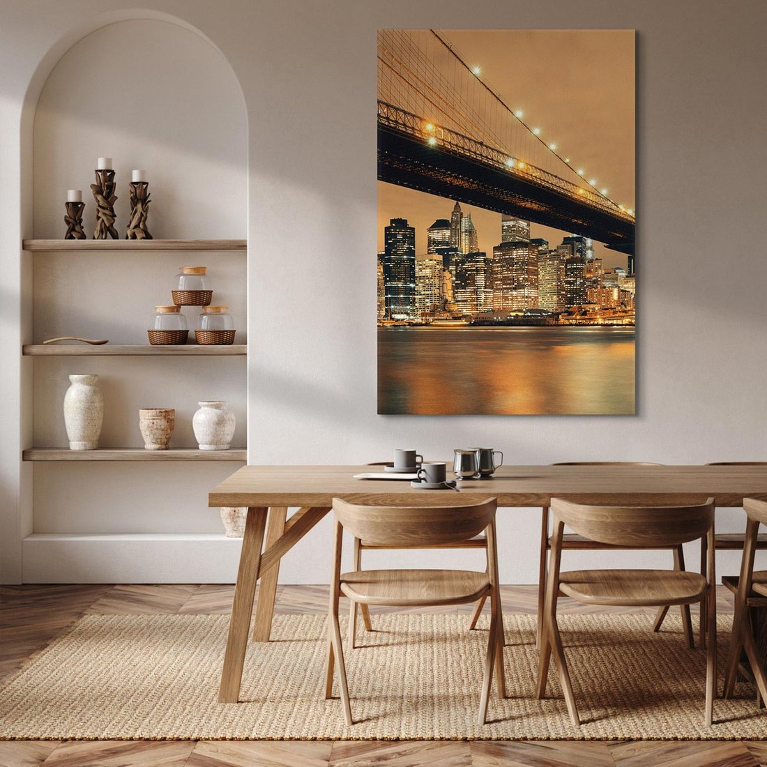 Obraz na płótnie 50x70 - magiczne połączenie miast - most, Nowy Jork