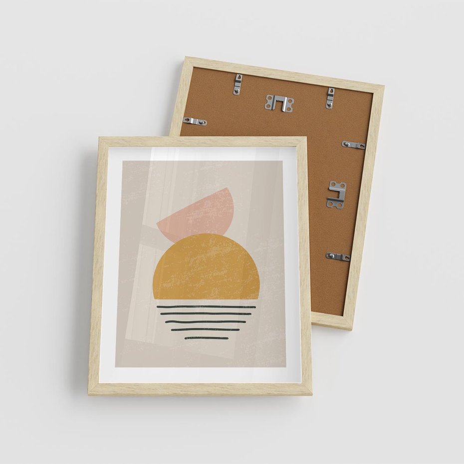 Plakat w ramie 40x50 - Krótka Forma - abstrakcyjna sztuka, boho kształty - rama drewno