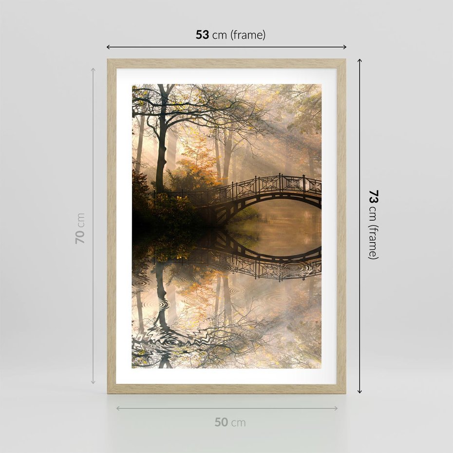 Plakat w ramie 50x70 - Romantyczny Mostek - mostek, romantyczny - rama drewno