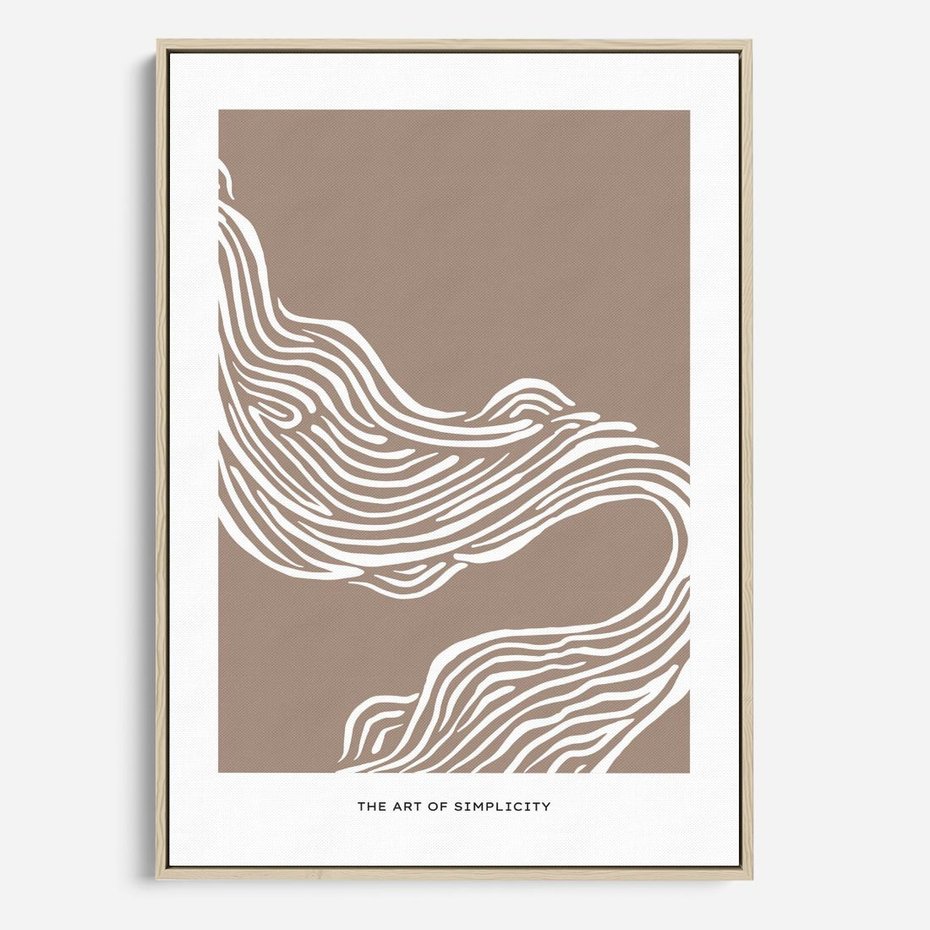 Obraz w ramie 70x100 - Harmonijne Granice - sztuka minimalizmu, biała rycina - rama drewno