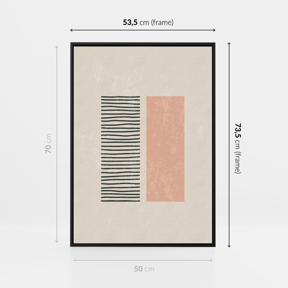 Obraz w ramie 50x70 - Przenikająca Kreatywność - nowoczesna sztuka, minimalizm - rama czarna