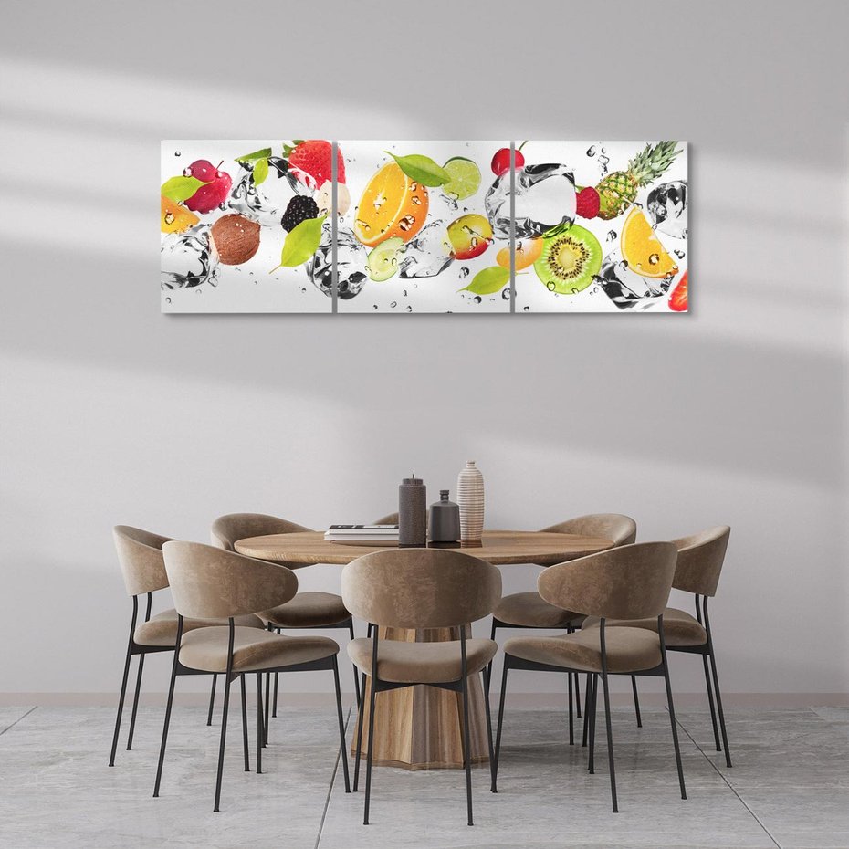 Obraz na płótnie 120x40 - Świeżość letnich owoców - woda, owoce