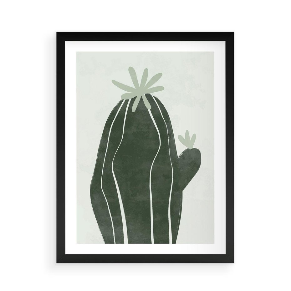 Plakat w ramie 50x70 - Zieleń Inspirującego Życia - zielony plakat, minimalizm - rama czarna