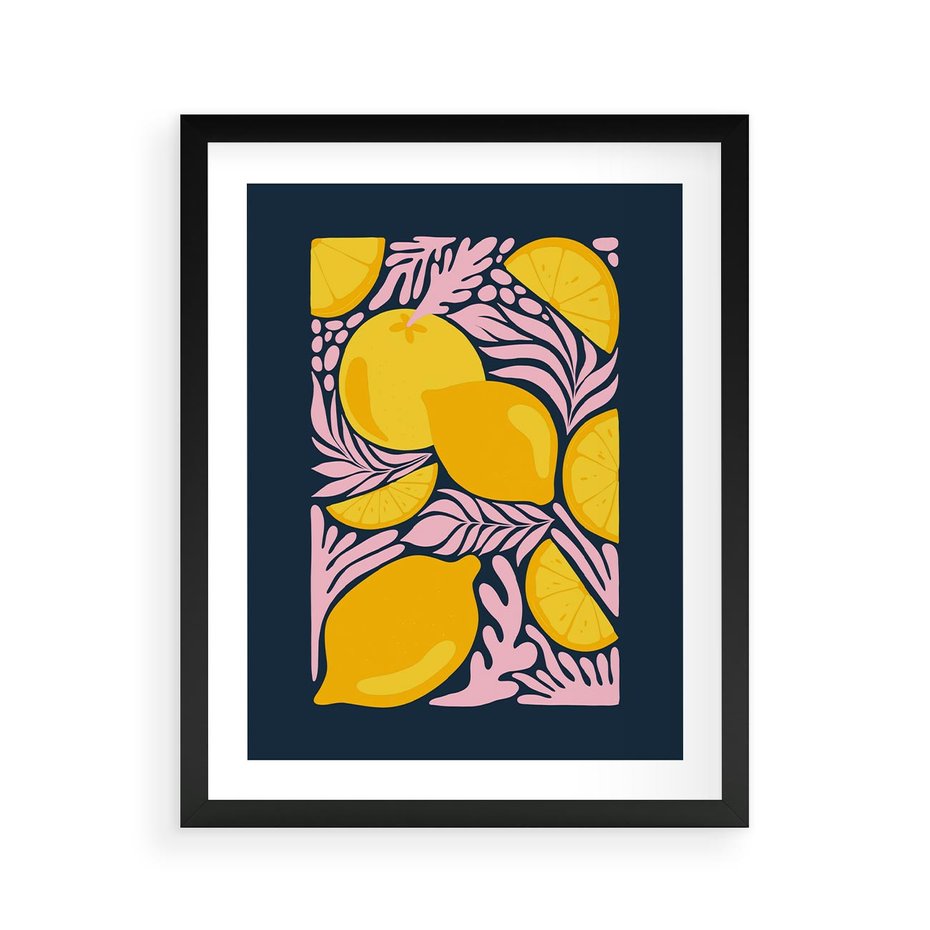 Plakat w ramie 40x50 - Kreatywne Rytmy - granatowe tło, nowoczesna kompozycja - rama czarna