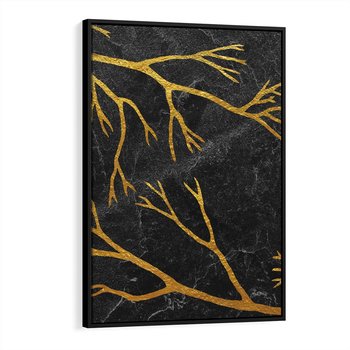 Obraz w ramie 50x70 - Marmurowe Drzewa Snu - złote gałęzie, drzewa - rama czarna