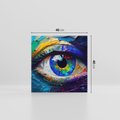 Obraz na płótnie 40x40 - Mistyka Tęczowego Oka - oko, obraz olejny