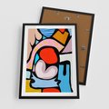 Plakat w ramie 50x70 - Czarny Komiks - abstrakcyjne formy, komiksowy styl - rama czarna
