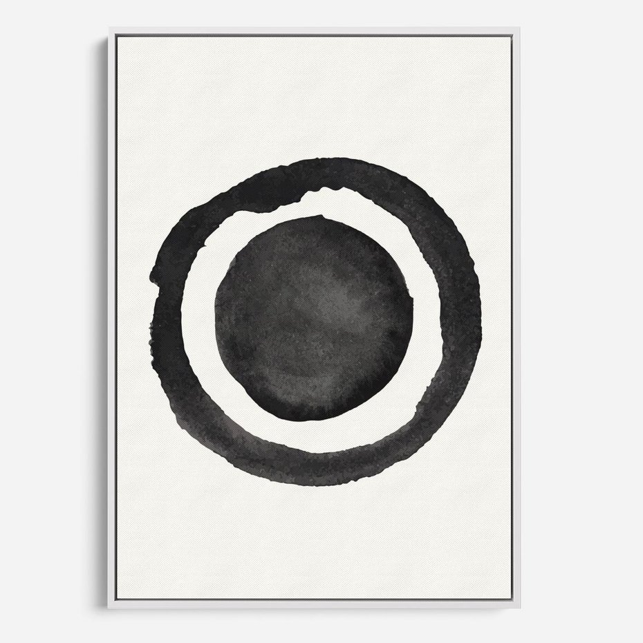 Obraz w ramie 80x120 - Bezgraniczne Widoki - abstrakcyjne plamy okręgi, akwarelowe - rama biała