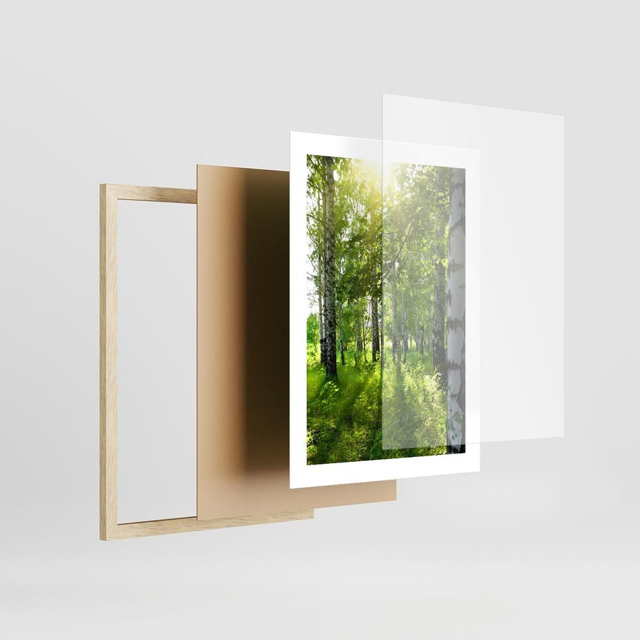 Plakat w ramie 30x40 - Lasowa Księżycowa Noc - las, drzewa - rama drewno