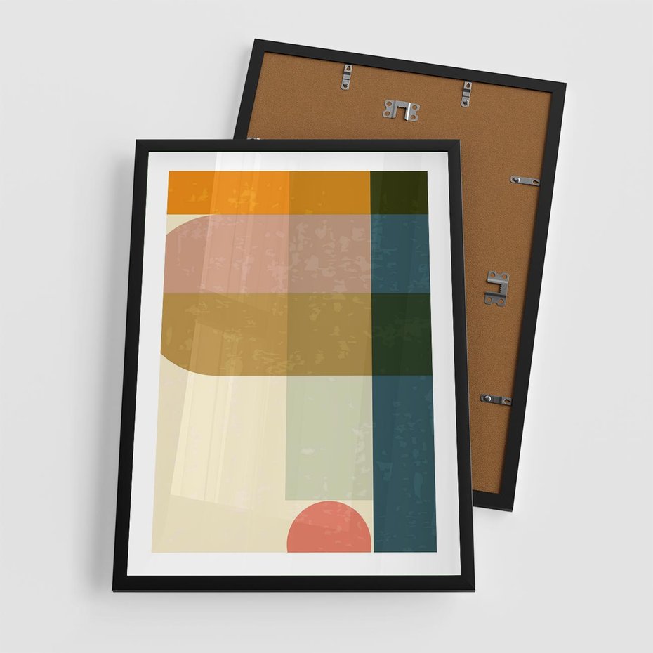 Plakat w ramie 50x70 - Geometryczna Grafika na Plakacie - geometryczna nowoczesna grafika, minimalizm - rama czarna