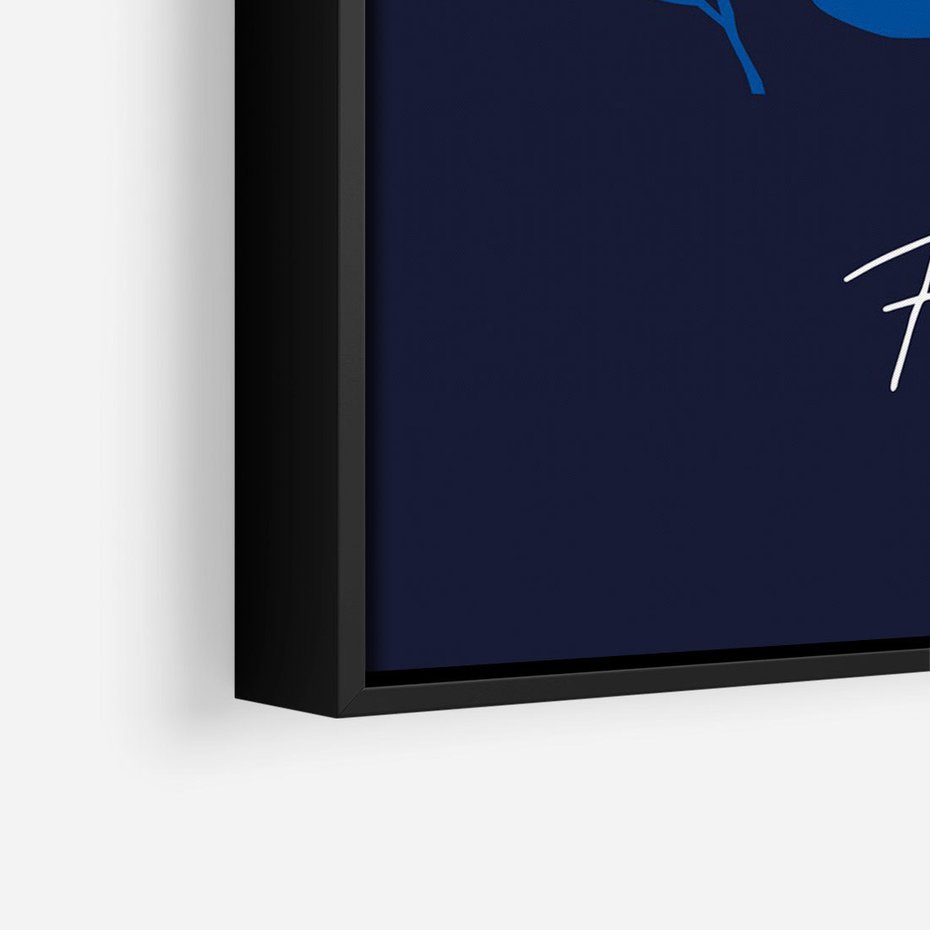 Obraz w ramie 70x100 - Podróżne Barwy - czerwone abstrakcyjne kwiaty, granatowe tło - rama czarna