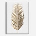 Obraz w ramie 50x70 - Złoty blask palmowego liścia - złota, palma - rama biała