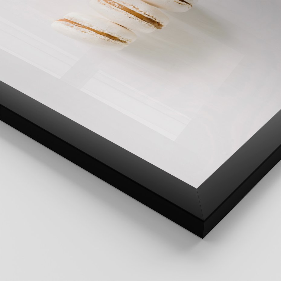 Zestaw obrazy w ramie 40x50 galeria - Makaroniki, kawa, typografia, napisy - rama czarna