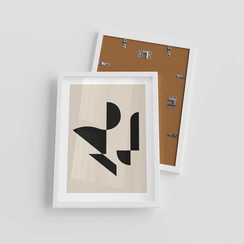 Plakat w ramie 30x40 - Rozkwitająca Abstrakcja - abstrakcyjne geometryczne kształty, minimalizm - rama biała