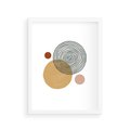 Plakat w ramie 30x40 - Wewnętrzne Formy - koła okręgi, abstrakcyjna nowoczesna sztuka - rama biała