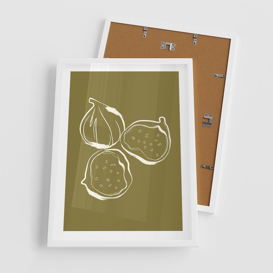 Plakat w ramie 50x70 - Podróżne Barwy - figi, minimalistyczny styl - rama biała