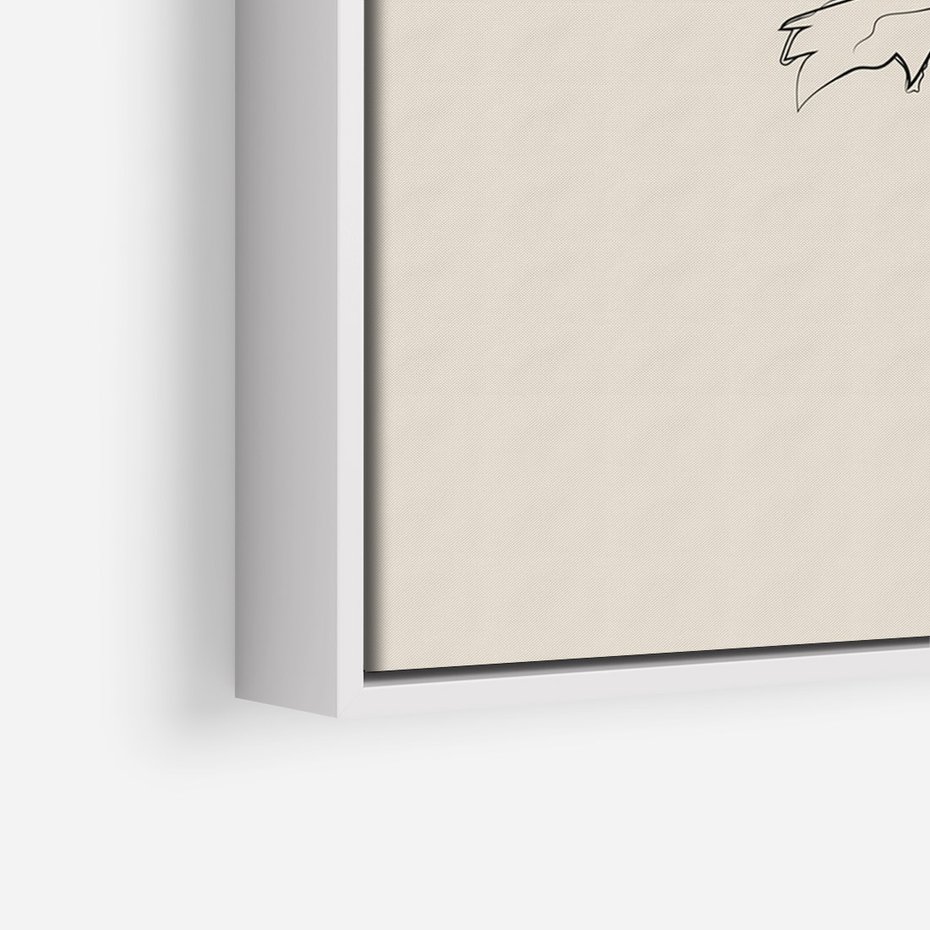 Obraz w ramie 80x120 - Przenikający Dialog - szkic kwiatu, mnimalistyczny szkic - rama biała