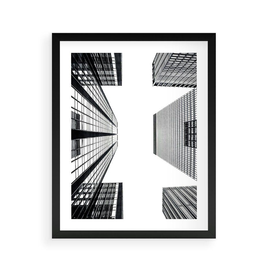 Plakat w ramie 40x50 - Architektoniczna Symetria - architektura, wysoki wieżowiec - rama czarna