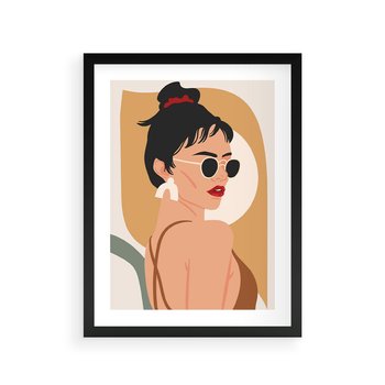 Plakat w ramie 50x70 - Kobieca Przenikliwość - nowoczesny plakat, styl retro - rama czarna