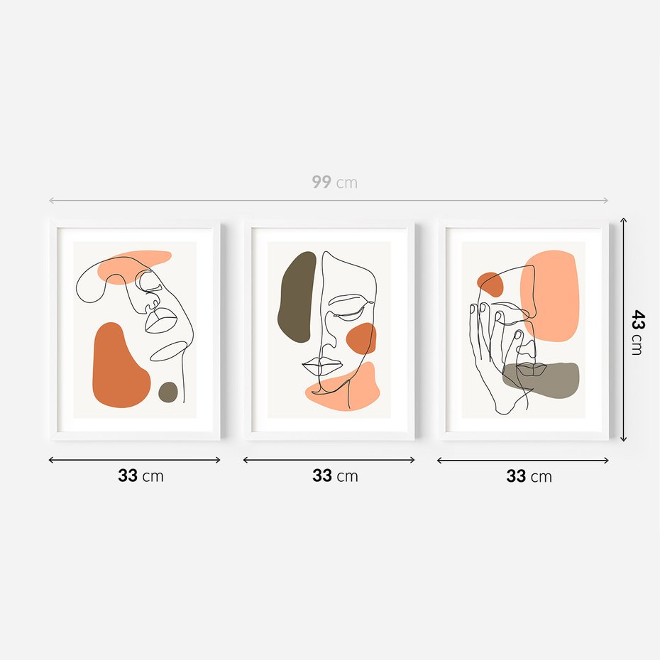 Zestaw obrazy w ramie 30x40 galeria - Graficzne, twarze, kobiet, nowoczesny - rama biała