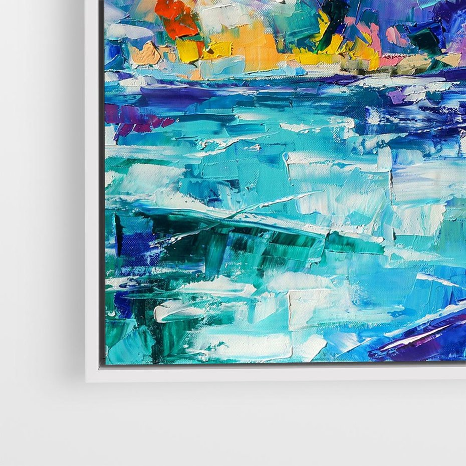 Obraz w ramie 80x80 - Mistyka Górskich Marzeń - abstrakcja, pejzaż gór - rama biała