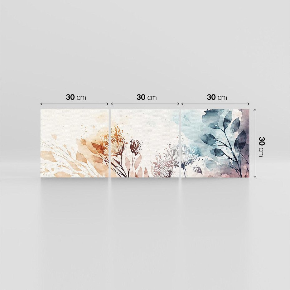 Obraz na płótnie 90x30 - Nostalgiczne tańce pędzla - akwarelowe kwiaty, gałęzie