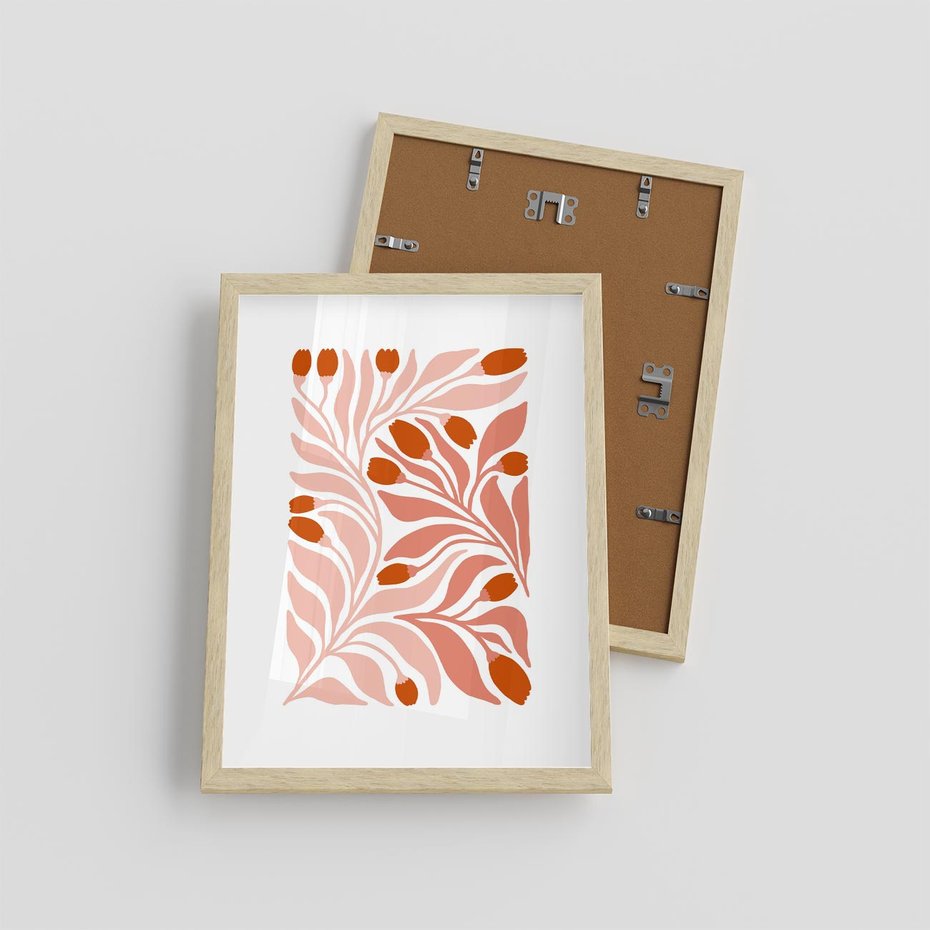 Plakat w ramie 30x40 - Nieskrępowane wyobraźnie kolorów - kwiaty, pastelowe kolory - rama drewno